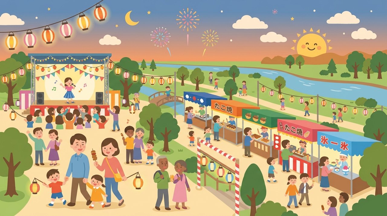北地区ふるさと祭の会場の様子イラスト