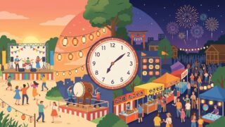 北地区ふるさと祭のタイムスケジュールのイラスト